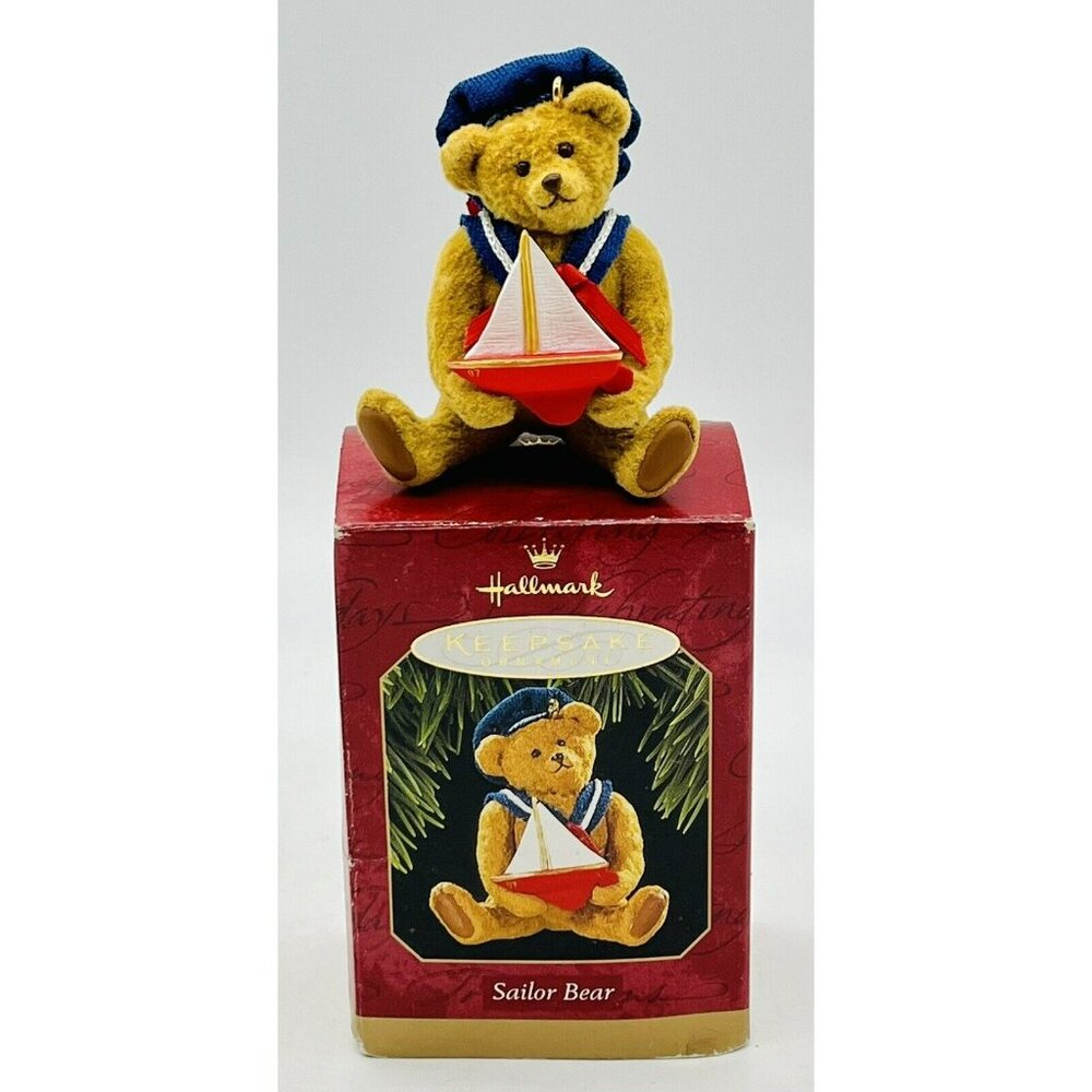 Hallmark Keepsake Ornament‎ Sailor Bear Flocked Christmas Handcrafted 1997